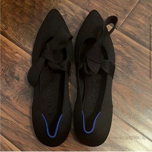 Rothy’s Black Ribbon Tie Mary Jane Flat Shoes